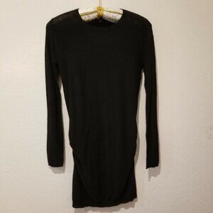 Karoo Mark Eisen Size 1 Black Merino Wool Blend Long Sleeve Ruched Sweater Dress